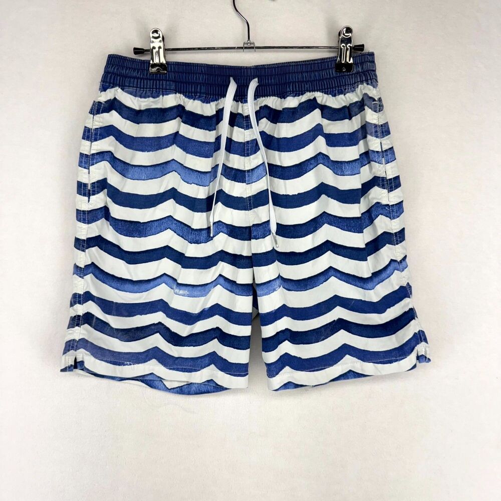 chubbies Blue/White Stripe Mens Lined Swim Trunks Size S